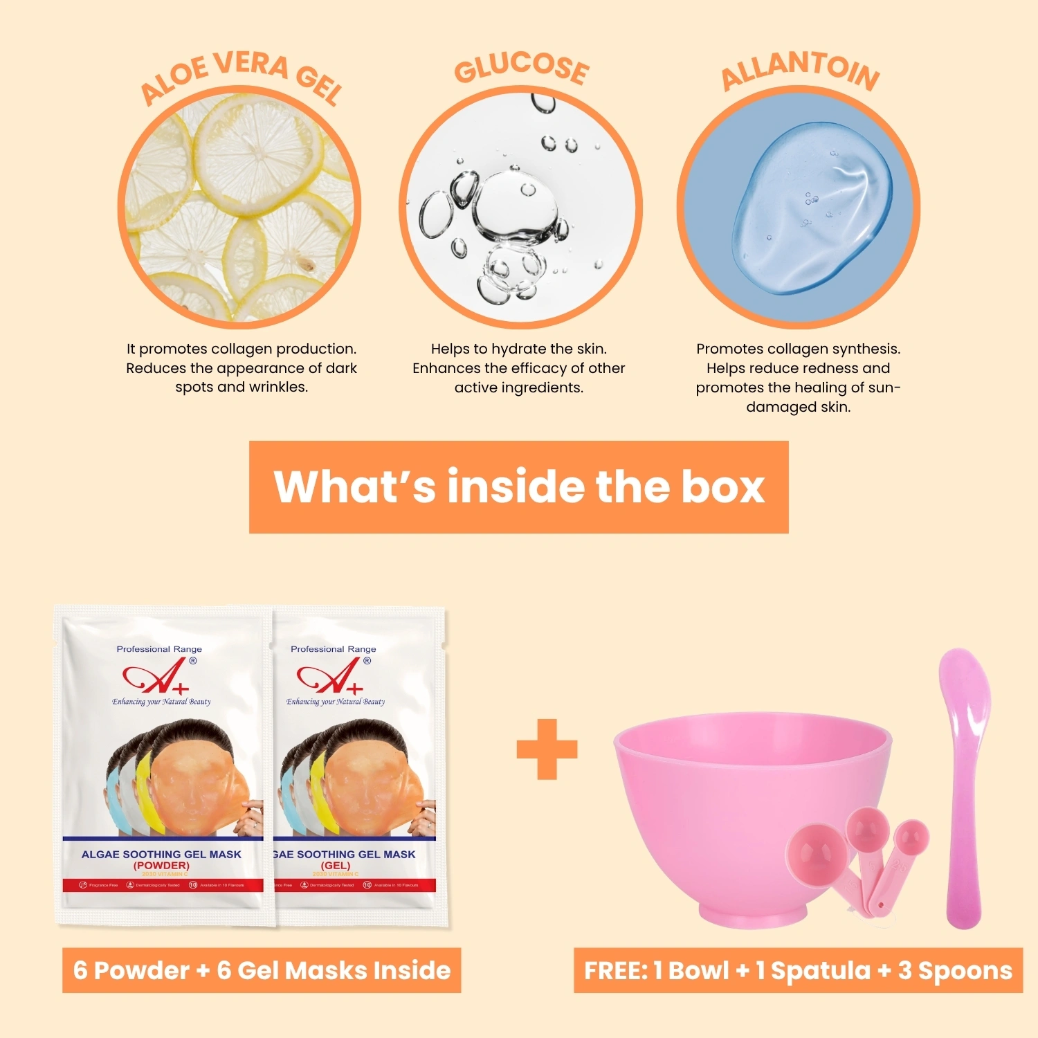 A+ 2030 Vitamin-C Soothing Gel Mask (6 Powder + 6 Gel) - Image 3