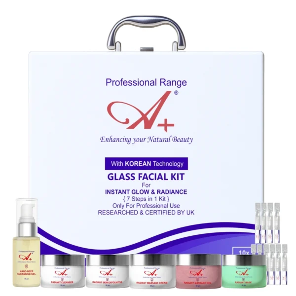 A+ Korean Glass Facial Kit | Used by Professionals | 10x Booster Serums | 7 Steps in 1 Kit | 300 gm + 20 ml