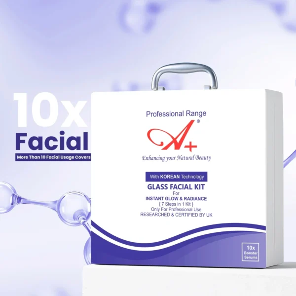 A+ Korean Glass Facial Kit | Used by Professionals | 10x Booster Serums | 7 Steps in 1 Kit | 300 gm + 20 ml