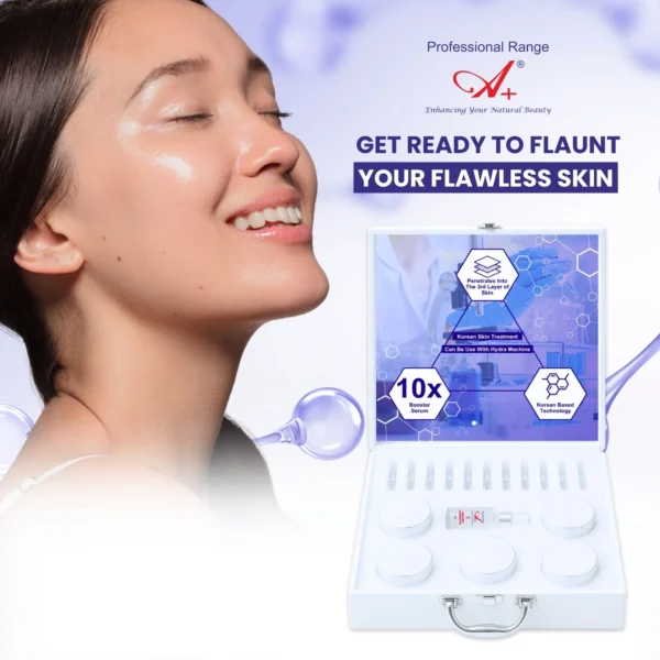 A+ Korean Glass Facial Kit | Used by Professionals | 10x Booster Serums | 7 Steps in 1 Kit | 300 gm + 20 ml
