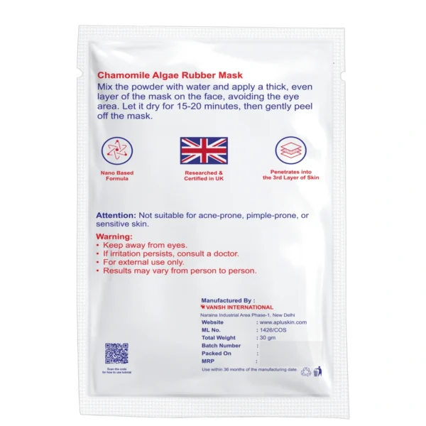 A+ Chamomile Algae Rubber Mask also know as Vitamin C Peel-off Mask / Mould Mask / Goji Mask - 30 gm
