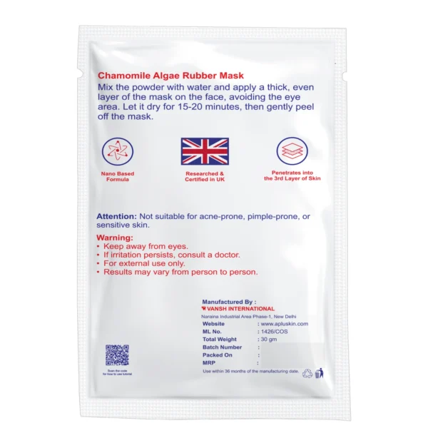A+ Chamomile Algae Rubber Mask also know as Vitamin C Peel-off Mask / Mould Mask / Goji Mask - 30 gm