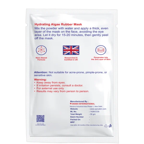 A+ Hydrating Algae Rubber Mask also know as Peel-off Mask/Mould Mask/Goji Mask - 30 gm