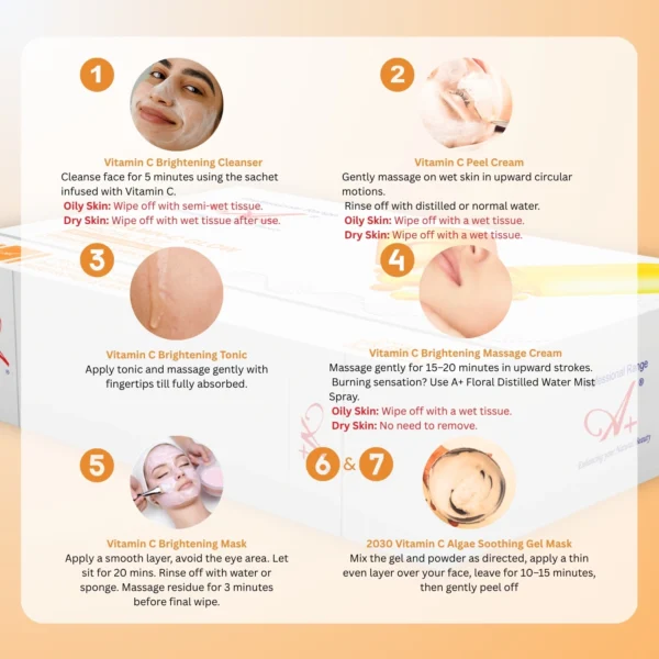 A+ Vitamin C Korean Facial Monodose Kit,10-Steps, 198gm